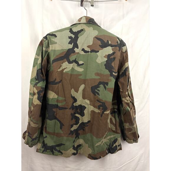 VTG Military Coat Mens LARGE Long Woodland Camo Combat 90s Army - Picture 11 of 12